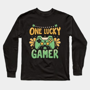 One Lucky Gamer , Funny Gamer Long Sleeve T-Shirt